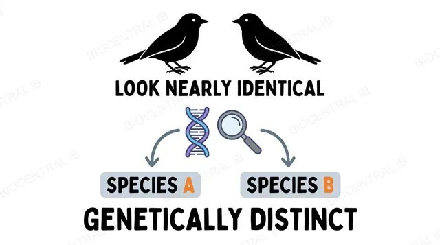Two birds that look nearly identical but are labelled as genetically distinct species
