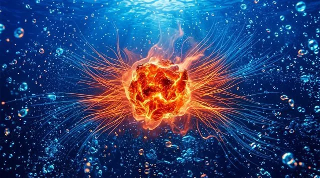 A glowing fireball rapidly dissipating heat, illustrating thermal conductivity